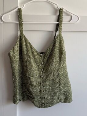 Abercrombie & Fitch Olive Green Floral Button Cami